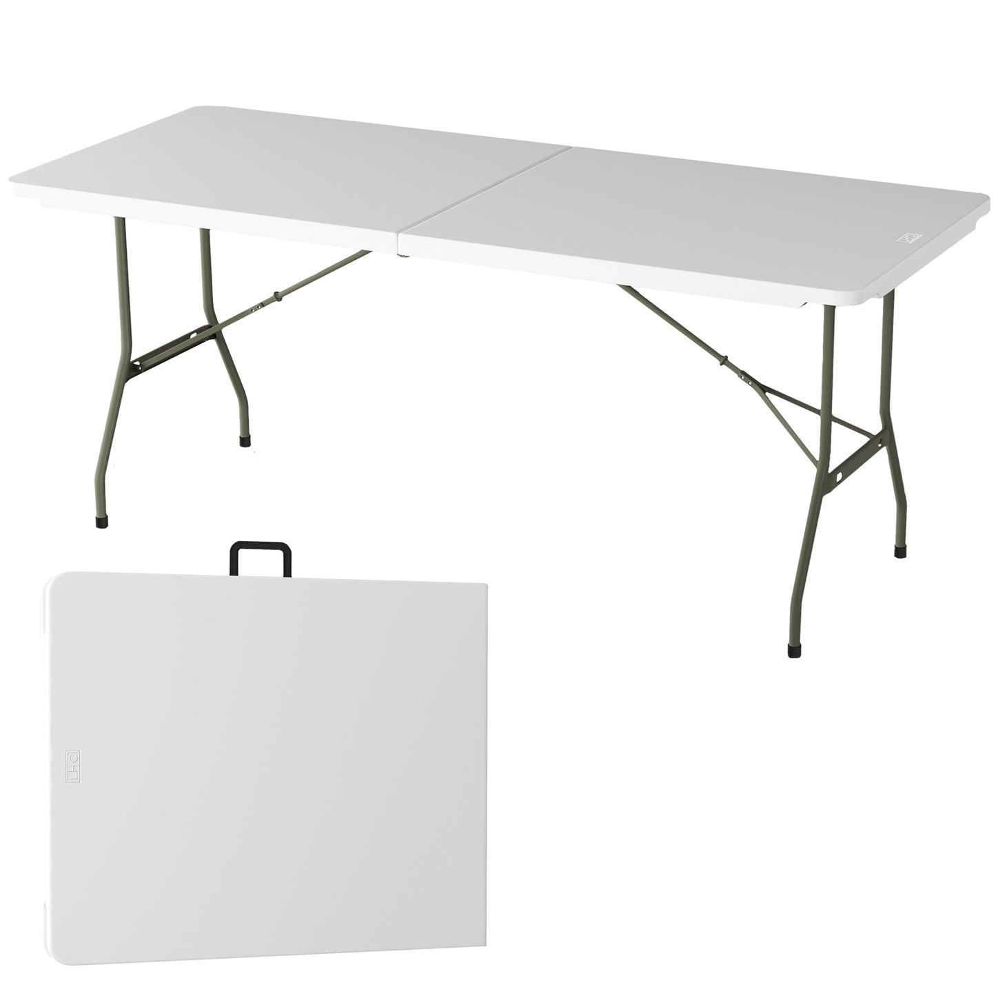 Lavish Home 6-Foot Folding Table for Picnics, Parties, and Crafts (White)