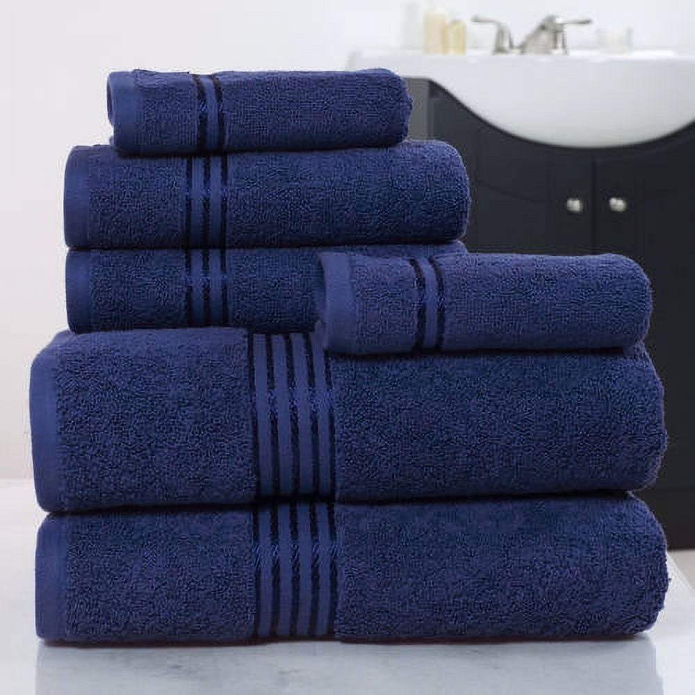 Lavish Home 6 Piece Towel Set - 625GSM Cotton Bathroom Accessories (Navy)