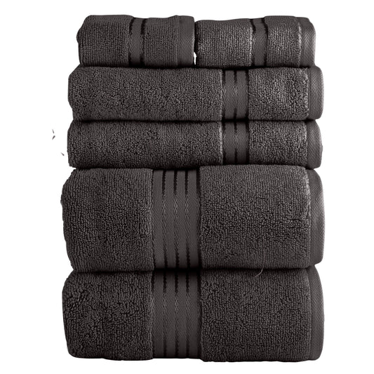 Lavish Home 6 Piece Towel Set - 625GSM Cotton Bathroom Accessories (Charcoal)