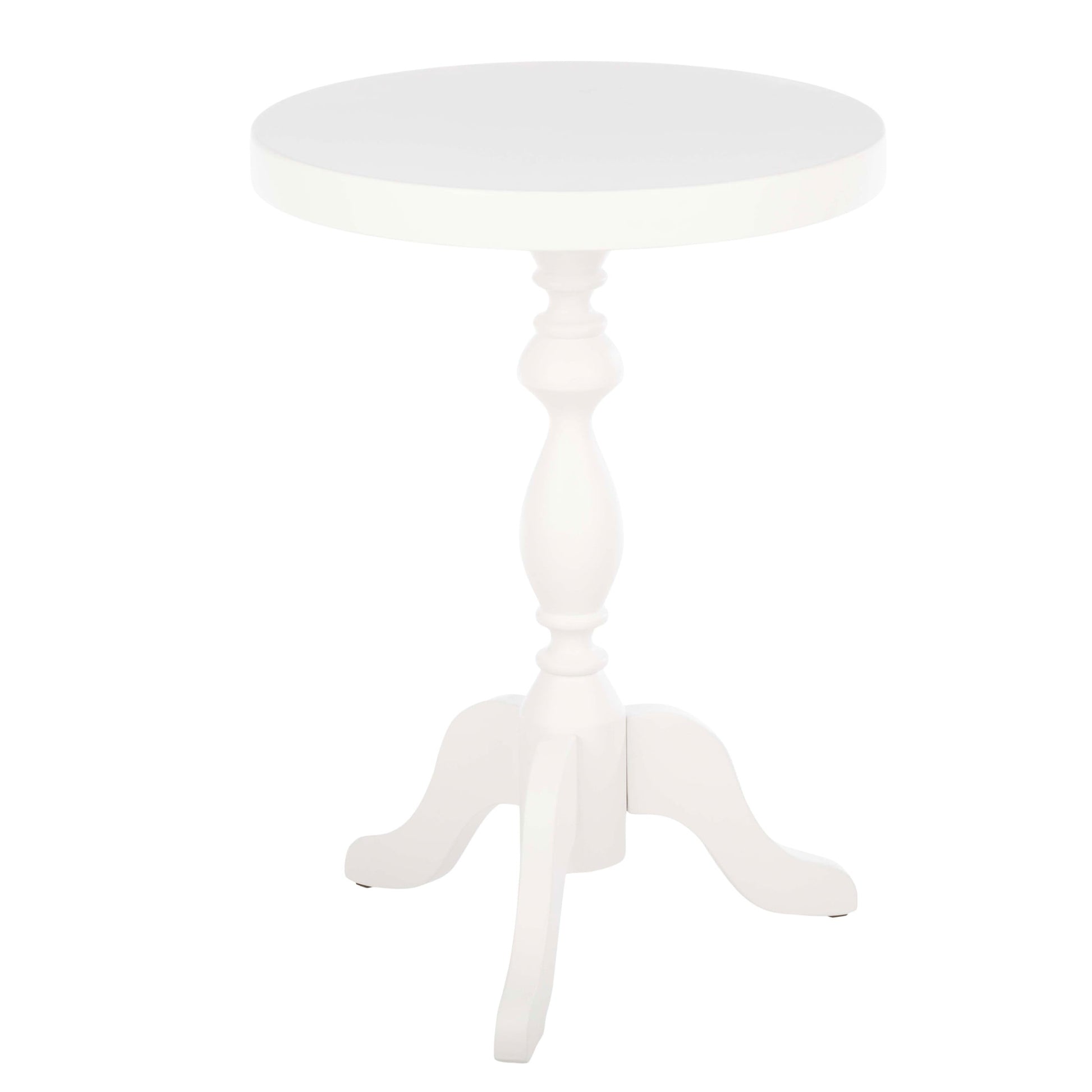 Lavish Home Pedestal Side Table - Round End Table with Vintage Look (White)