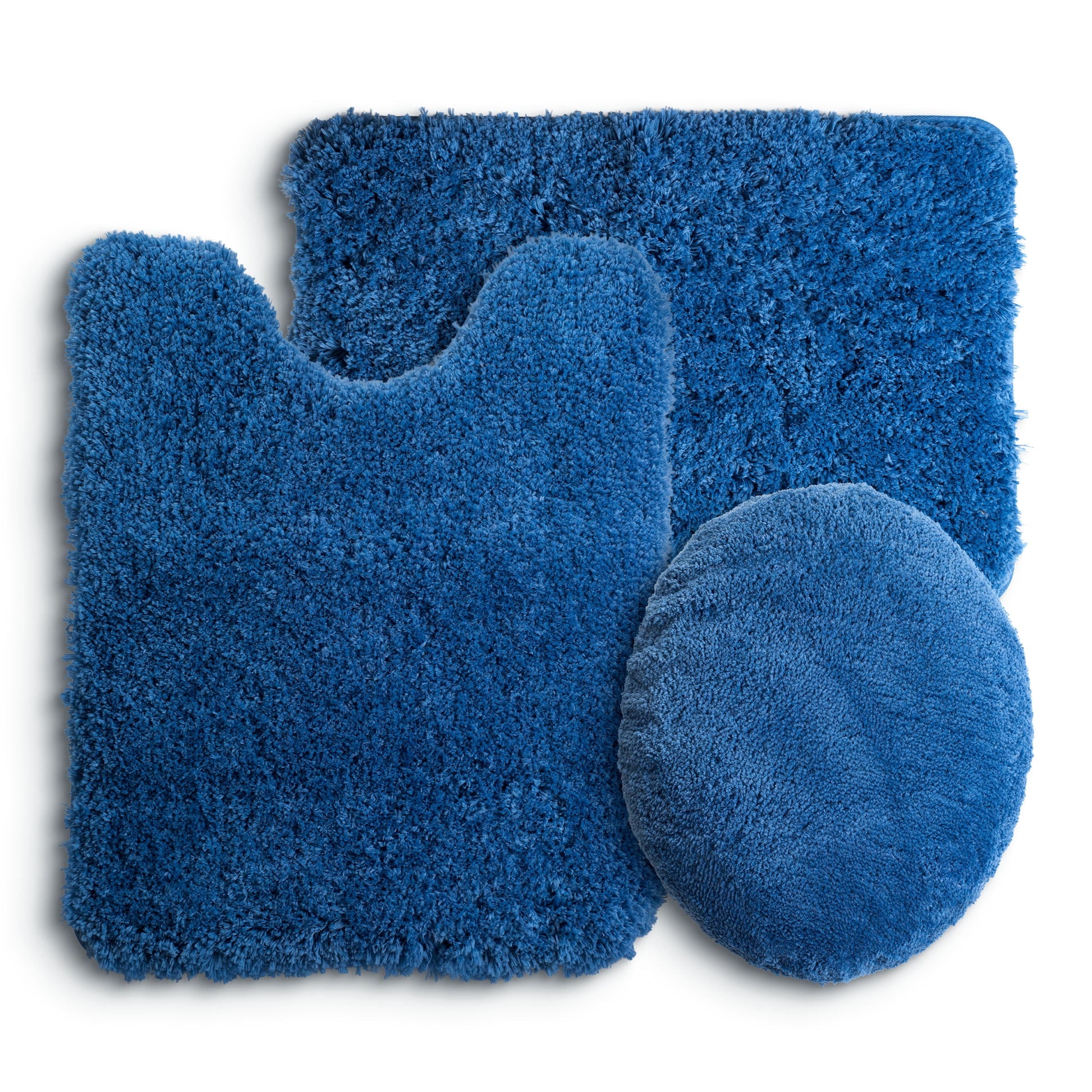 Lavish Home 3-Piece Bath Rug Set with Contour Mat and Toilet Cover (Navy)