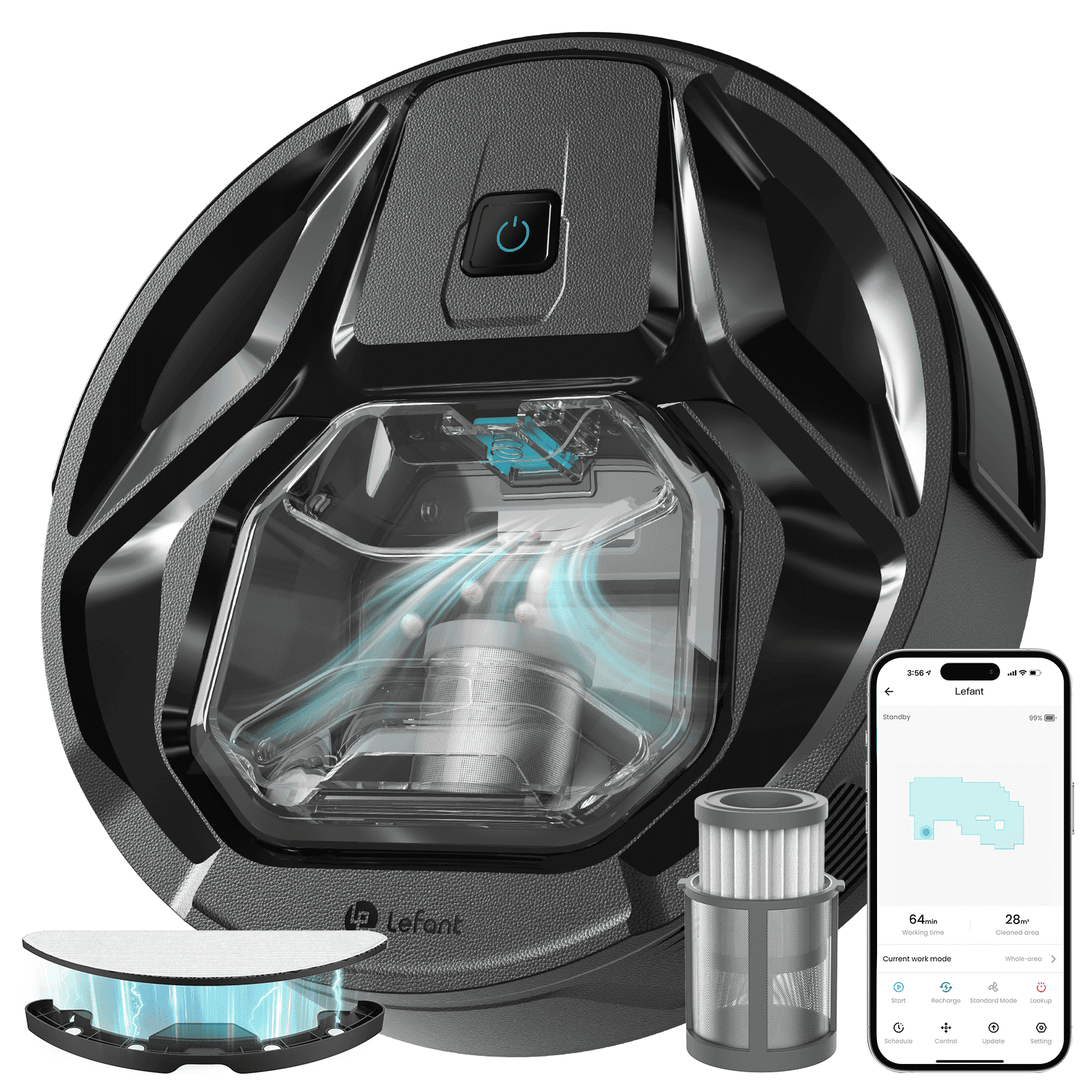 Lefant M320 Robot Vacuum Cleaner and Mop - 6000Pa Powerful Suction, 240mins Runtime, for Pet Hair and Hard Floors