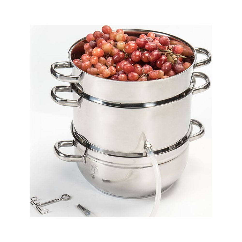 Lehman's Mehu-Maija Steam Juicer, 11 Quart Stainless Steel with Lid, Hose, Clamp, Loop Handles, Multipot Cookware for Making Juices, Jelly, Sauces