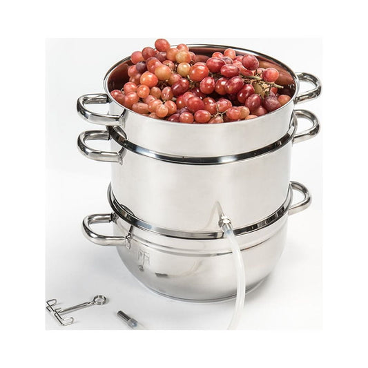 Lehman's Mehu-Maija Steam Juicer, 11 Quart Stainless Steel with Lid, Hose, Clamp, Loop Handles, Multipot Cookware for Making Juices, Jelly, Sauces