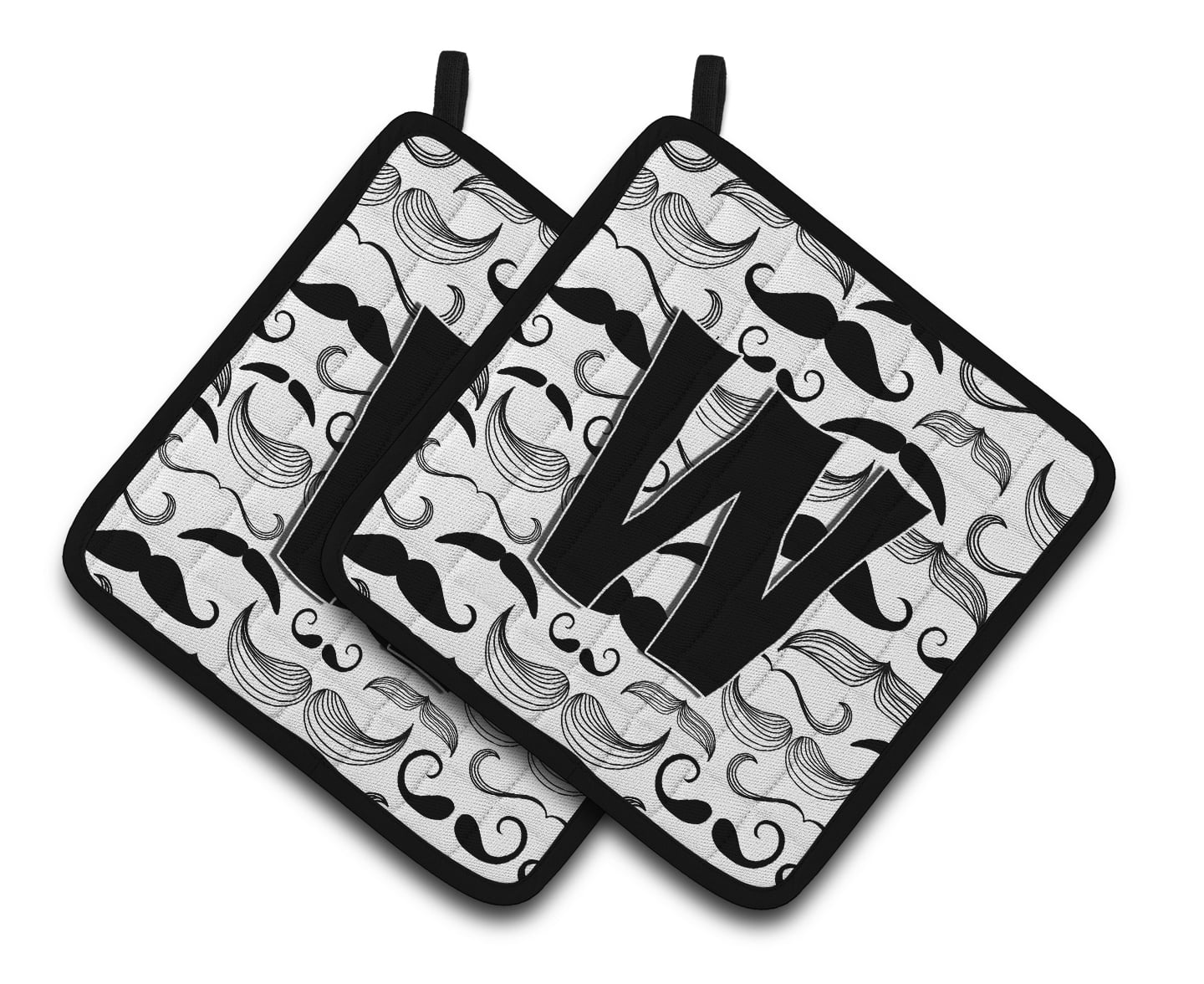 Carolines Treasures CJ2009-WPTHD Letter W Moustache Initial Pair of Pot Holders, 7.5HX7.5W, multicolor