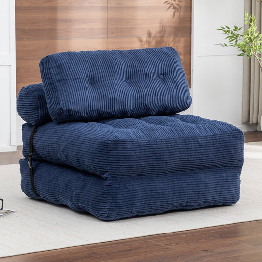 Leumius Folding Sofa Bed,68.5 inch Convertible Sleeper Sofa Chair with Pillow,Foldable Mattress Futon with Back Support,Soft Sleeper Chair Bed Floor Sofa for Living Room Bedroom,Dark Blue