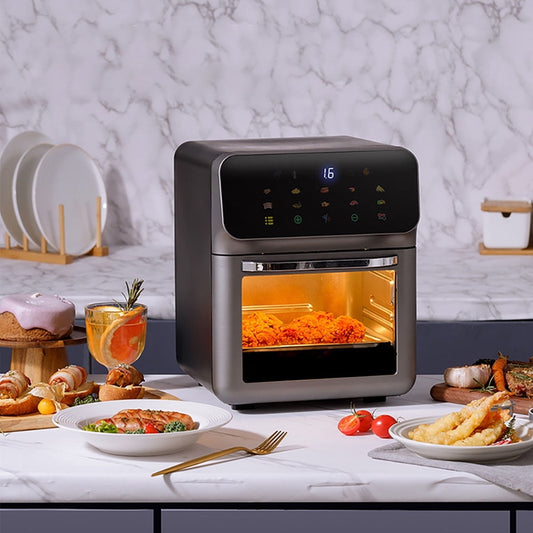 Leyfeng Air Fryer, 12L Large Capacity Smart Electronic Digital Visual Deep Fryer without Oil 1350W Multi-Function with Touchscreen Air Fryer