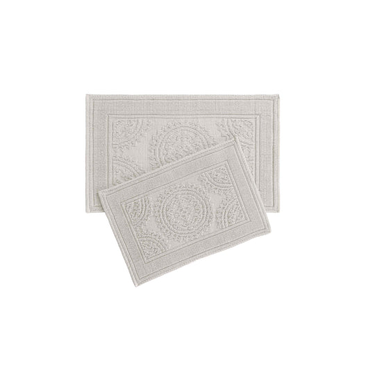Light Grey, Medallion, 2-Piece Bath Rug Set, Jean Pierre