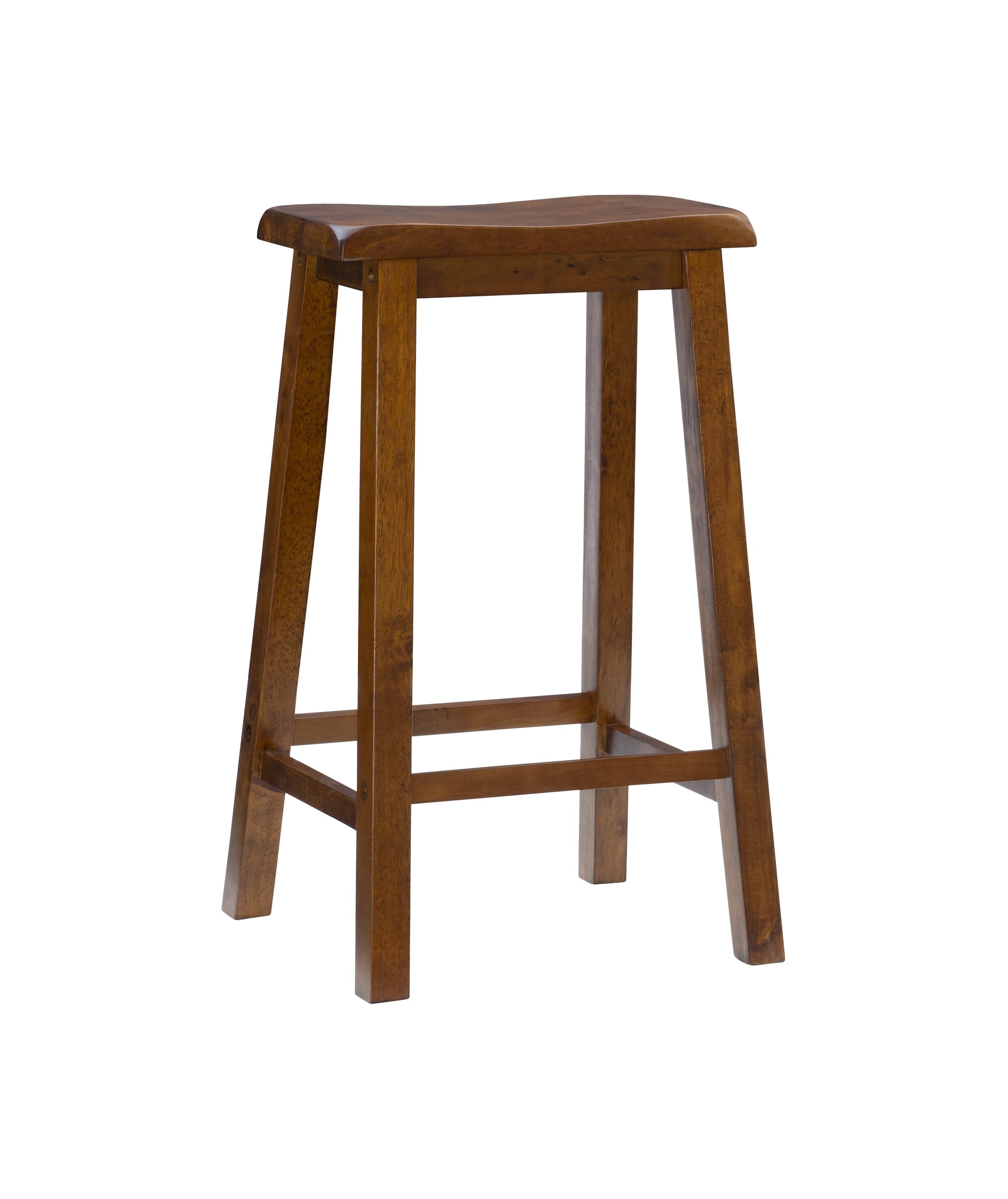 Linon Beamon 29" Sturdy Wood Backless Saddle Seat Bar Stool in Honey Brown
