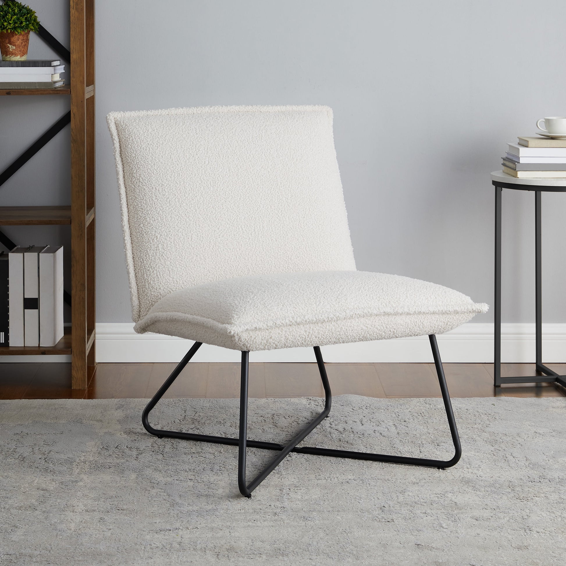 Linon Kinard Contemporary Lounge Chair, Faux Sherpa