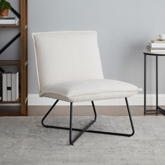 Linon Kinard Contemporary Lounge Chair, Faux Sherpa