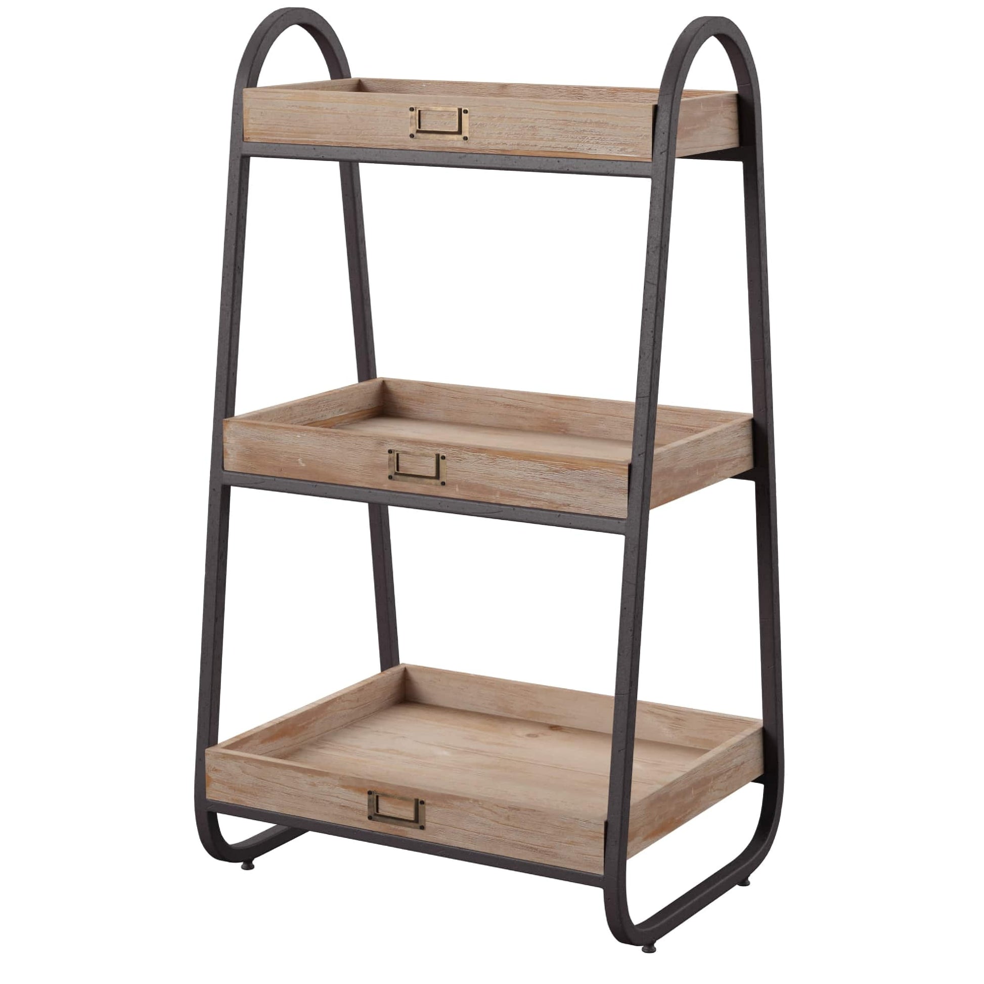 Linon Robinson 3-Tier Bath Stand, 32" Tall, Rustic Brown and Iron Finish