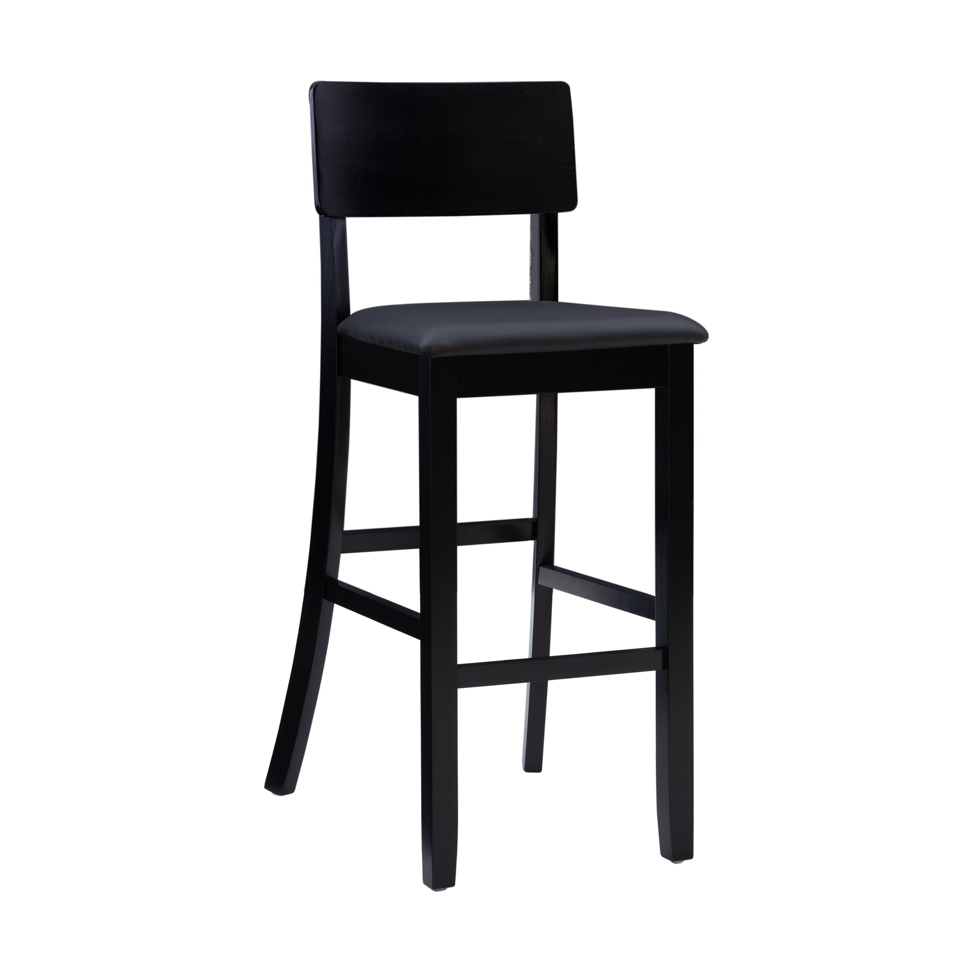 Linon Torino Contemporary 31" Bar Stool Padded Faux Leather Seat in Black Wood