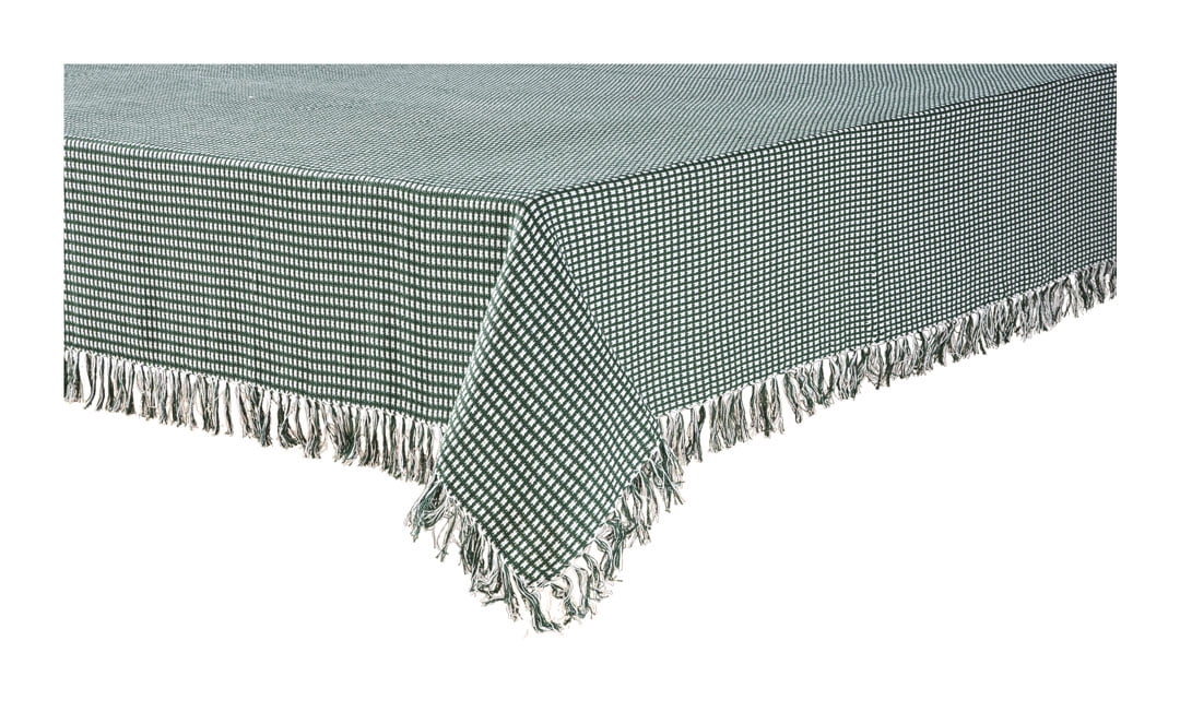 Lintex Linens Homespun Check 100% Cotton Woven Fringed Tablecloth 60"X120", Hunter