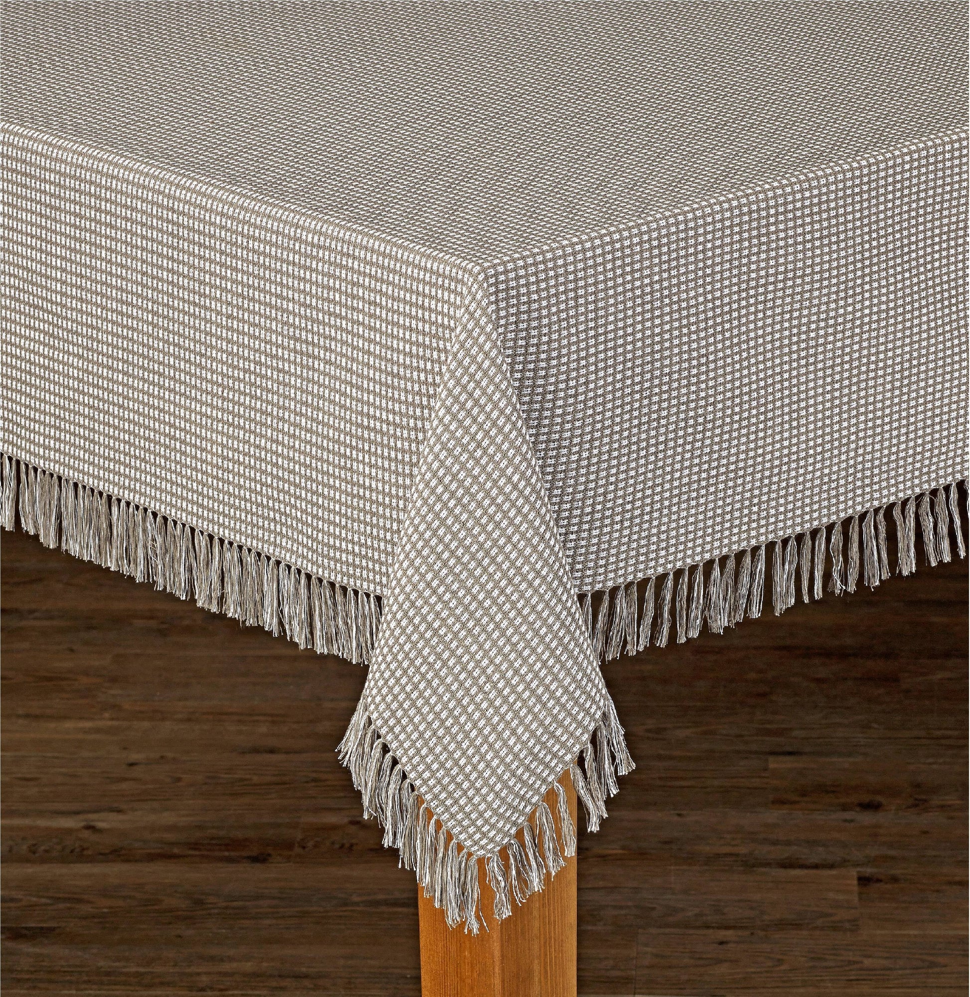 Lintex Linens Homespun Check 100% Cotton Woven Fringed Tablecloth 60"X84", Grey
