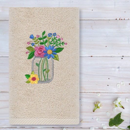 Linum Home Textiles Country Bouquet - Toalla de Mano de Lujo Bordada 100% AlgodÃ³n Turco