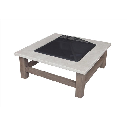 Living Accents Steel Modern Square Wood Fire Pit Brown 34"
