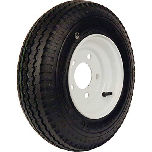 Loadstar Bias Tire and Wheel Rim Assembly K353 530-12 5 Hole 6 Ply White Conven
