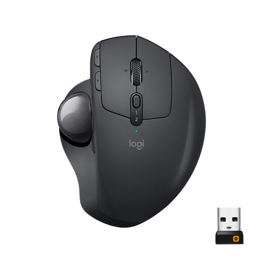 Logitech MX ERGO Wireless Trackball - Optical - Wireless - Bluetooth/Radio Frequency - Graphite - USB - Computer - Trackball, Scroll Wheel - 8 Button(s) - Right-handed Only