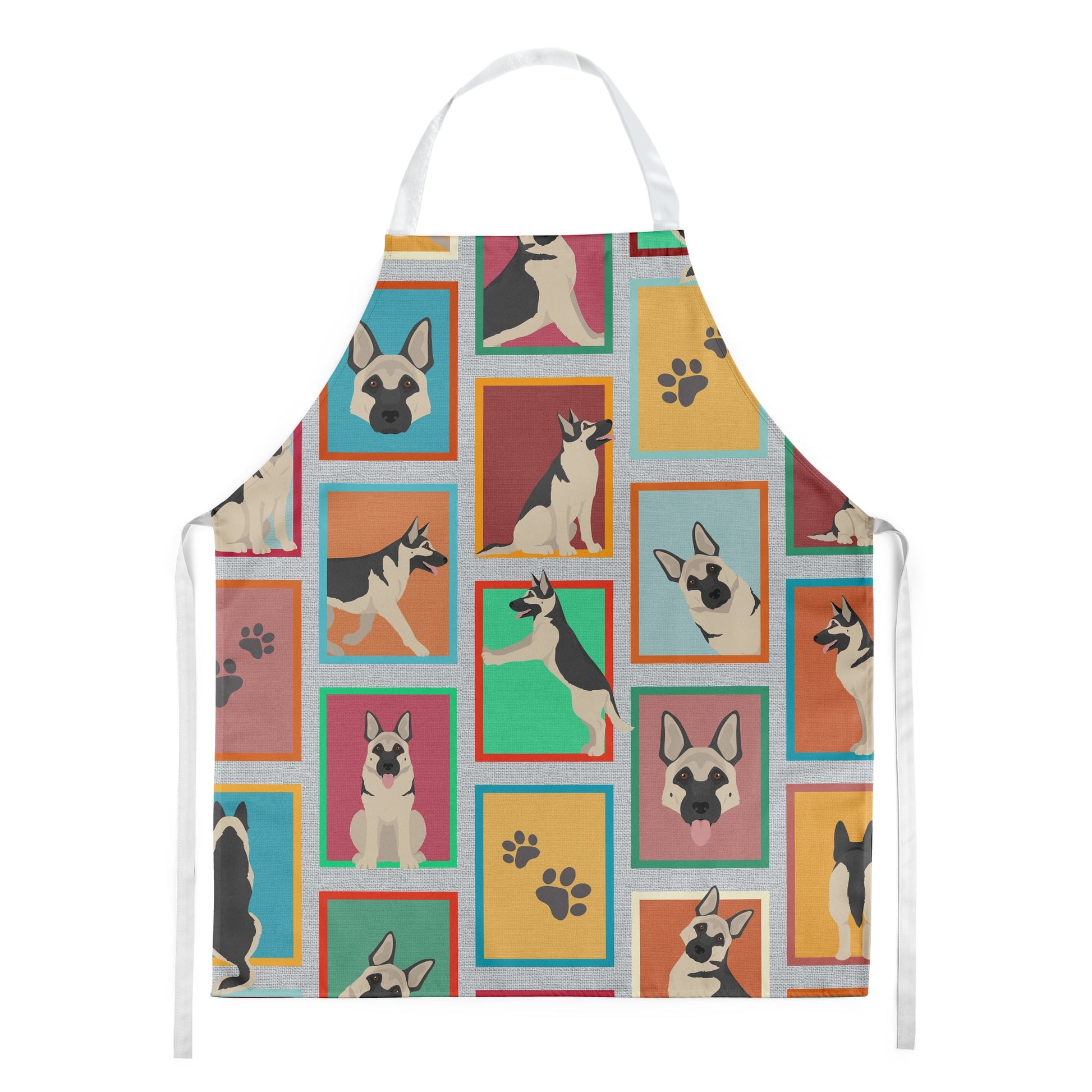 Lots of Black and Silver German Shepherd Apron 27 in x 30 in