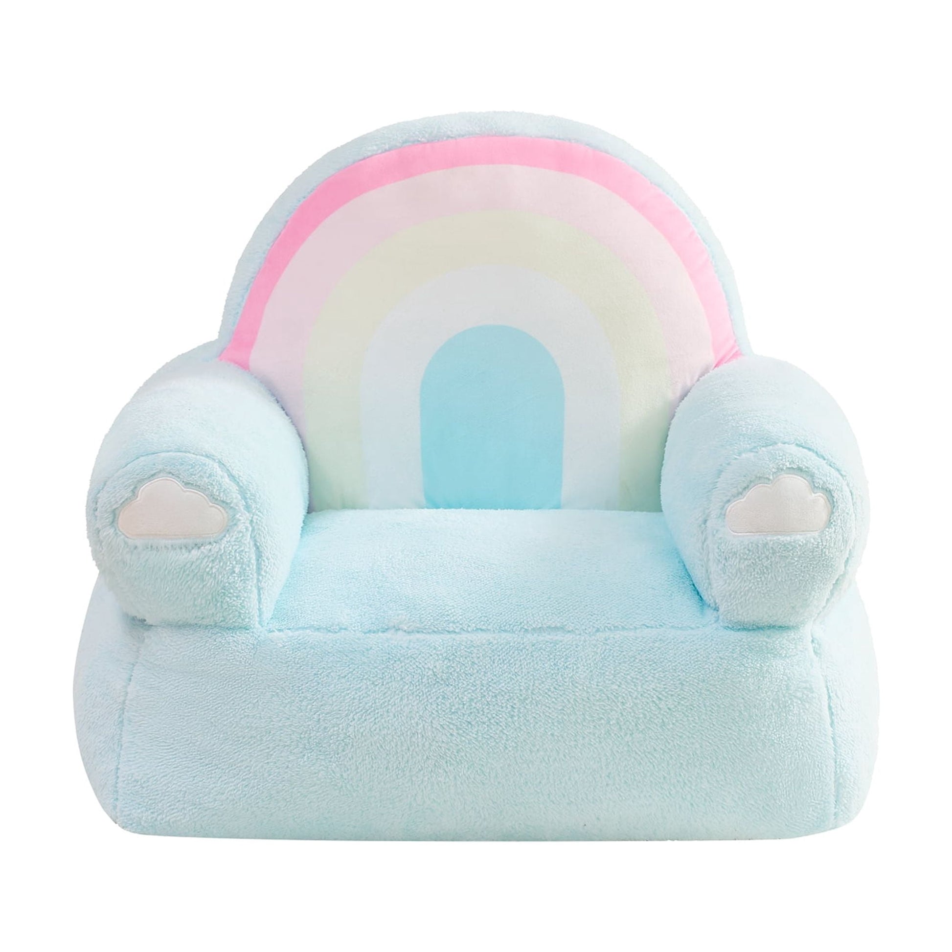 Lounge & Co Kids Rainbow Large Foam Filled Bean Bag Chair, Blue Plush, 25" W x 20" D x 23" H