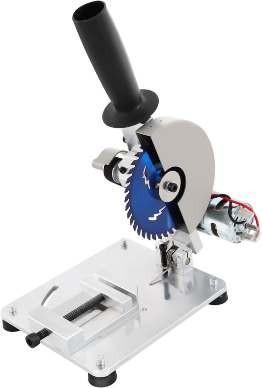 Low Noise Mini Table Saw, 0-45° Adjust-Angle Portable Tabletop Mitre Saw, 96W Manual Chop Saw for Metal Thin Stainless Steel Sheet Iron Sheet Wood Plastic Acrylic