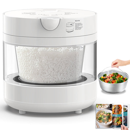 5 Cup Rice Cooker, Low Carb, Low Sugar, Zero Coating Glass Inner Pot,  Perfect for Fitness & Family