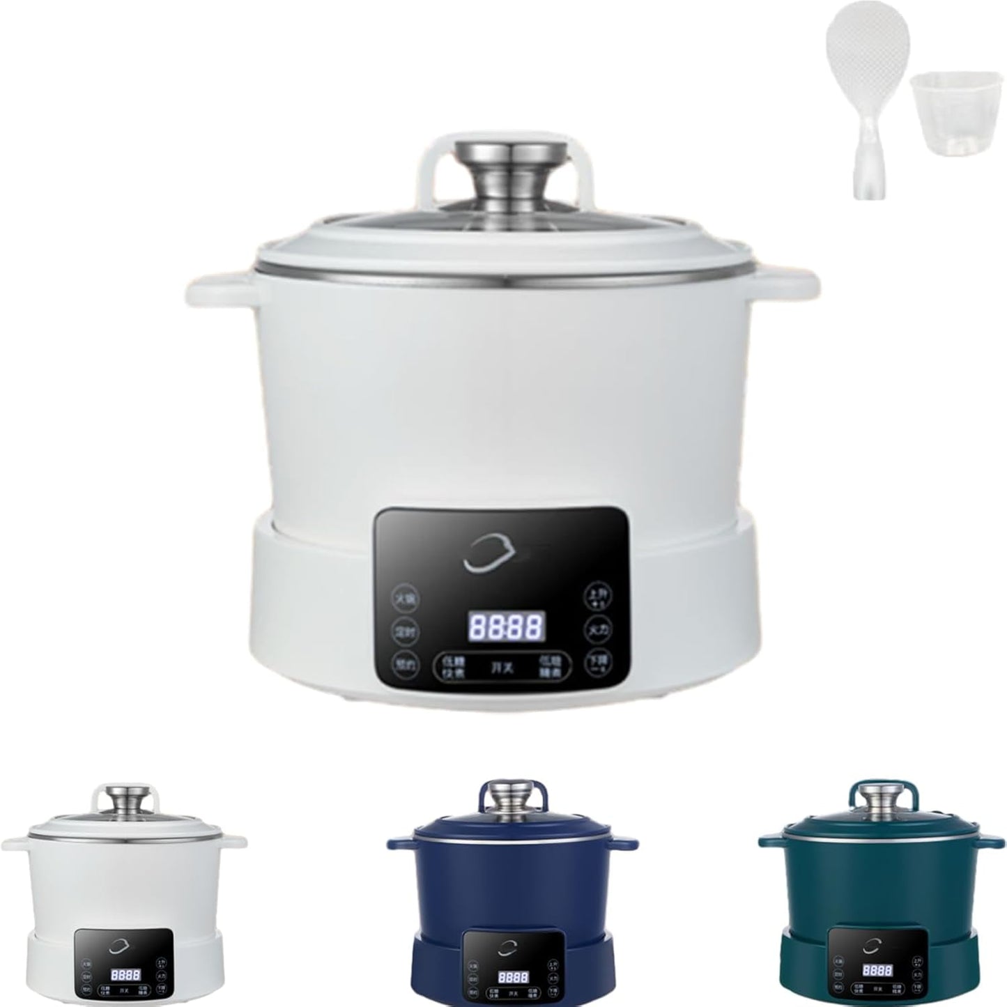 Low Sugar Multifunctional Rice Cooker, 3L Lifting Sugar Removal Rice Cooker with Steamer, Steam-Boil-Stew 3-In-1 Low Carb Rices Cooker,   Automatic, Appointment-Based, Timed, Touch Control (White)