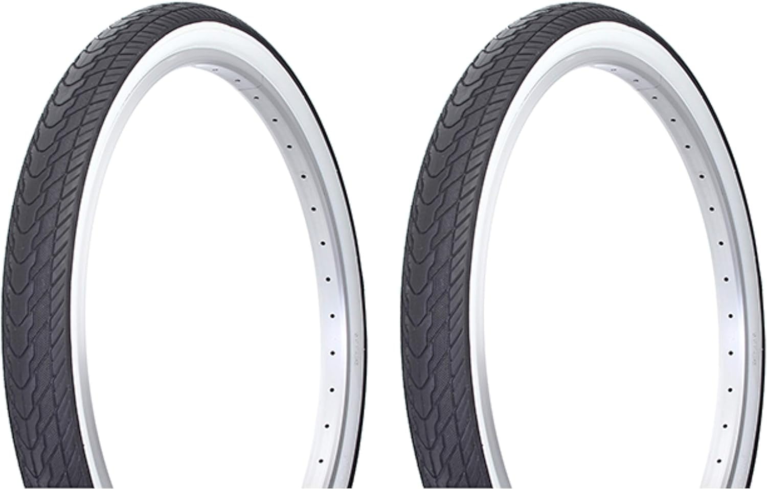 Lowrider Tire Set. 2 Tires. Two Tires Duro 26" x 2.125" Black/White Side Wall DB-7053.