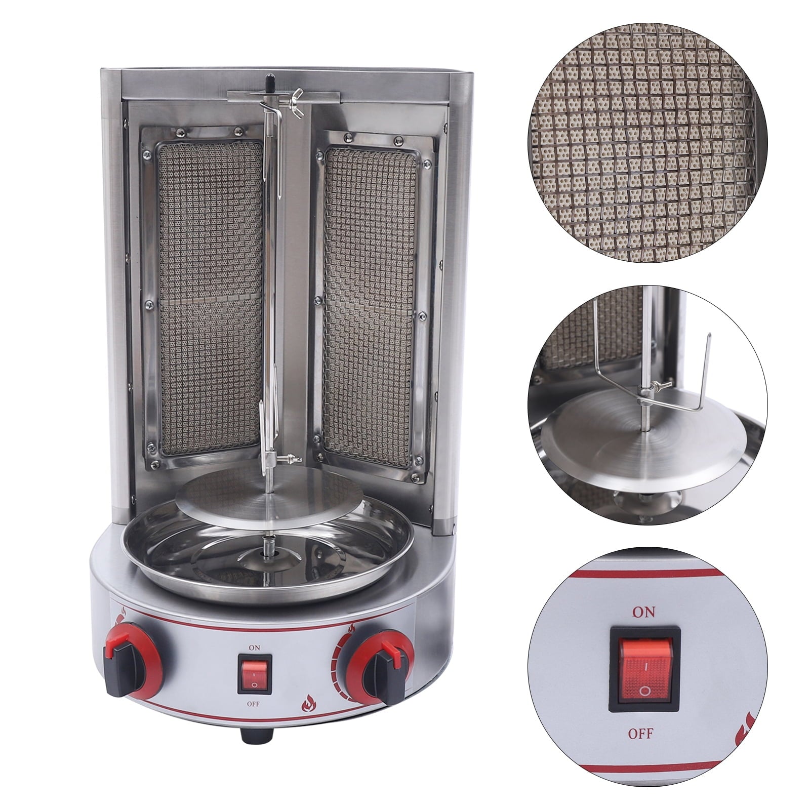 Loyalheartdy 3000W Commercial Countertop Shawarma Machine Vertical Stainless Steel Kebab Rotating Gyro Grill Machine for BBQ Party