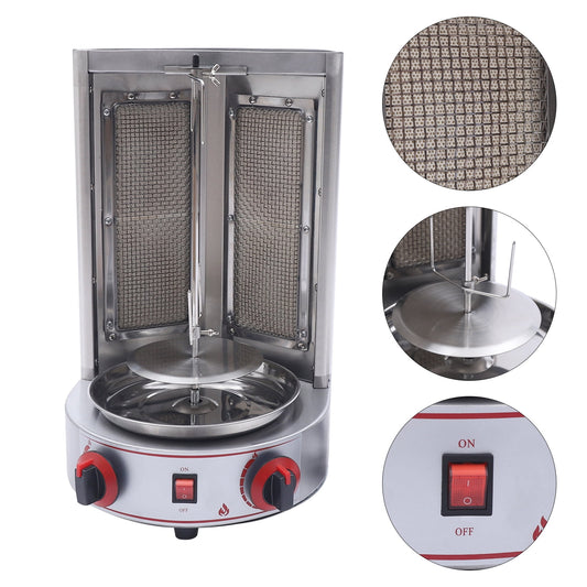 Loyalheartdy 3000W Commercial Countertop Shawarma Machine Vertical Stainless Steel Kebab Rotating Gyro Grill Machine for BBQ Party