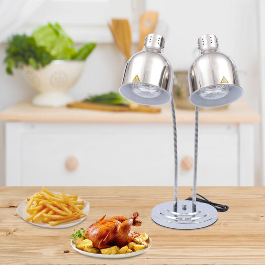 Loyalheartdy Double Head Food Heat Lamps Food Warmer Lights  Infrared Food Heating Warmer Lamp w/Dual 250W Bulbs Restaurant Buffet