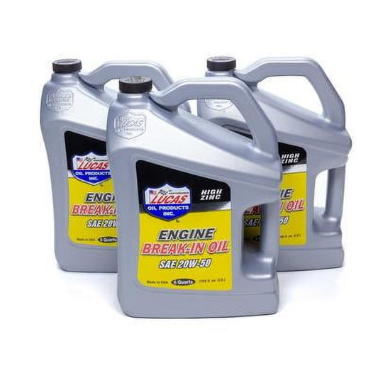 Lucas Oil 10636, Sae 20W50 Break-In Oil Case 3 X 5 Quart Bottle Performance