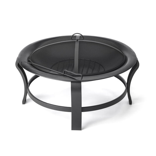 Luxury Living Furniture  30" Portable Outdoor Fire Pit with Poker and Spark Attester for Outside, Camping, Patio