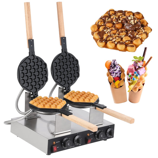 M optimized 2800W Electric Egg Puffs Bubble Waffle Maker Machine Dual Head Style Non-stick Egg Bubble Waffle Baker for Home and Commercial Use