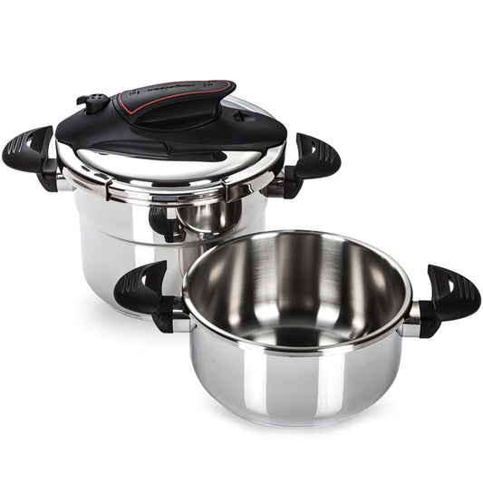 Magefesa Prisma 4.2 + 6.3 Quart Stainless Steel Stovetop Pressure Cooker