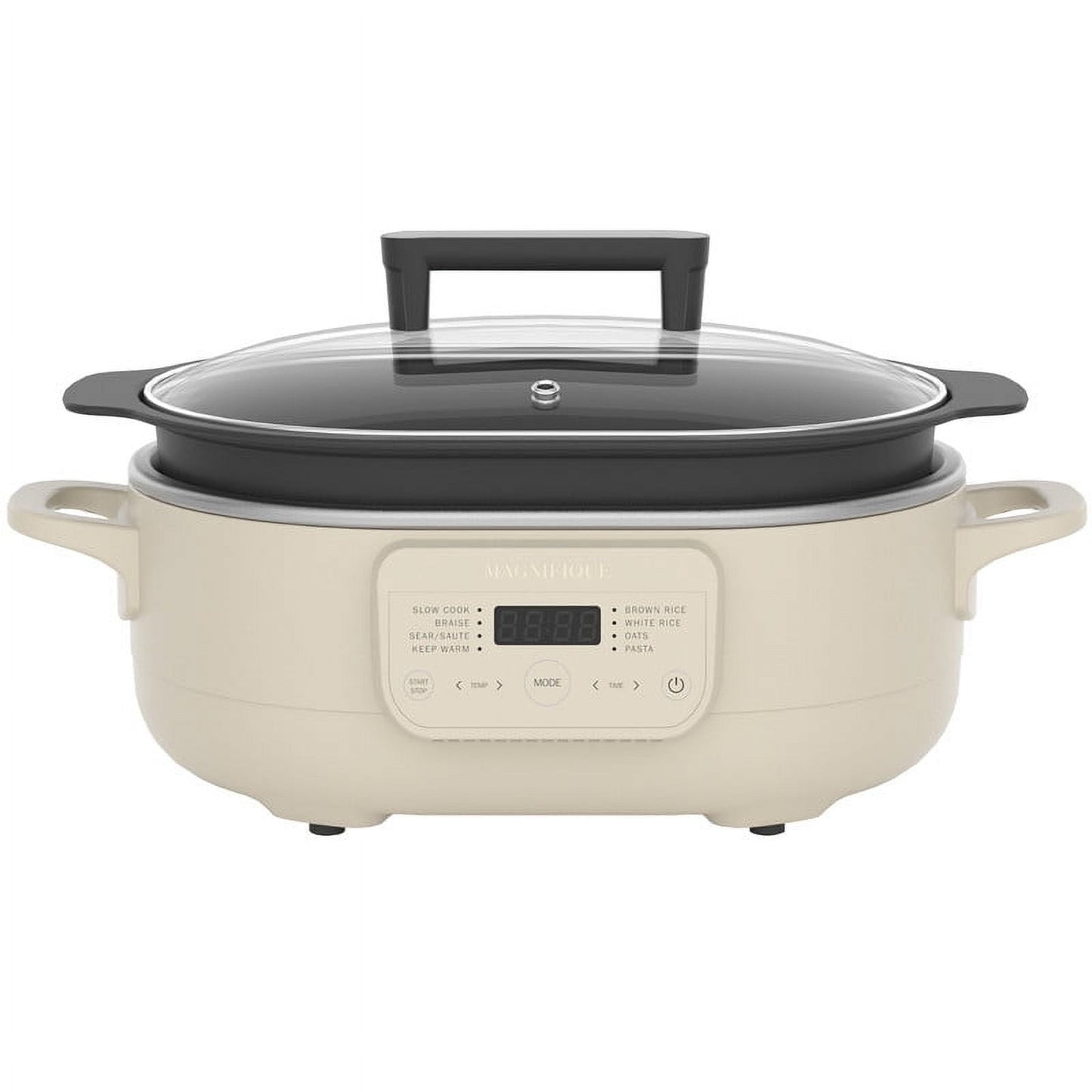 MAGNIFIQUE 6 Quart Multi-Cooker, with 8-in-1 Programmable Slow Cooker Cream