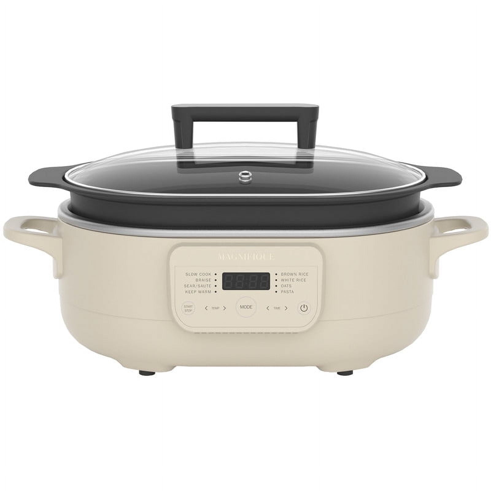 MAGNIFIQUE 6 Quart Multi-Cooker, with 8-in-1 Programmable Slow Cooker Cream