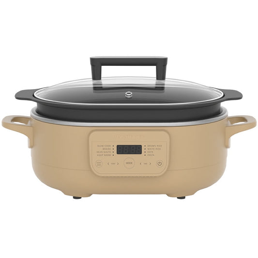 MAGNIFIQUE 6 Quart Multi-Cooker, with 8-in-1 Programmable Slow Cooker Tan