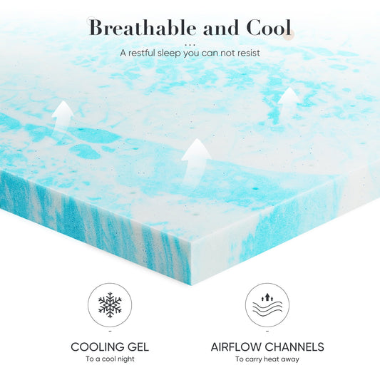 MAYEERTY ColchÃ³n de Memory Foam con Gel Refrescante de 3" - Twin XL, Alivio Del Dolor de Espalda, SueÃ±o Fresco