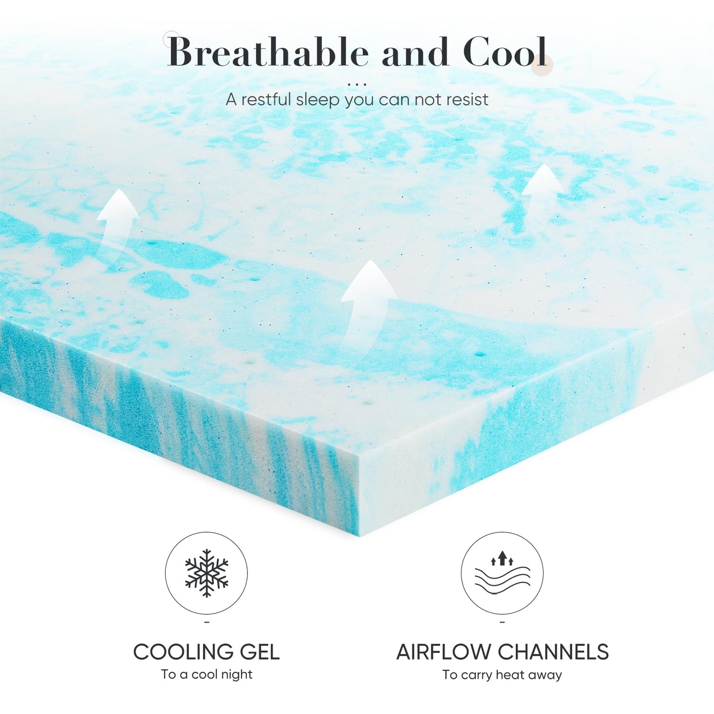 MAYEERTY 2in Twin XL Size Memory Foam Mattressï¼ŒGel Mattress for Cool Sleep Pressure Relief