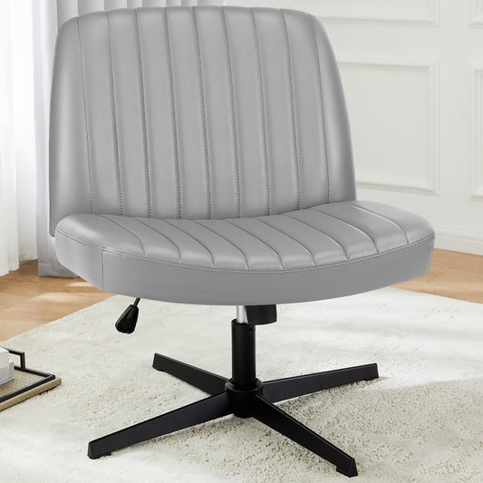 MAYEERTY Armless Criss Cross Chair Office Chair Vanity Chair for Bedroom Officeï¼ŒGray
