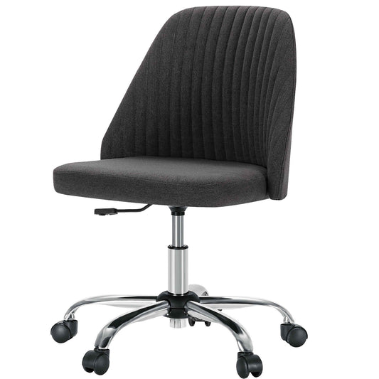 MAYEERTY Modern Fabric Armless Office Desk Chair, 360Â° Swivel Height Adjustable Rolling Vanity Chair with Wheels