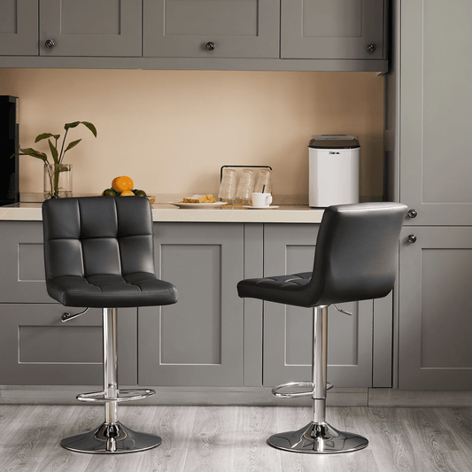 MAYEERTY Bar Stools Set of 2, Counter Height Barstools, Height Adjustable PU Leather Swivel Barstool, Black