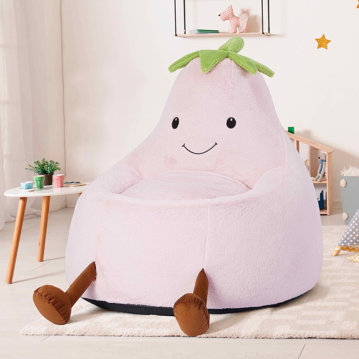 MAYEERTY Children's Bean Bag Chair Artificial Rabbit Fur Cover Filled Toddler Teen Sofa