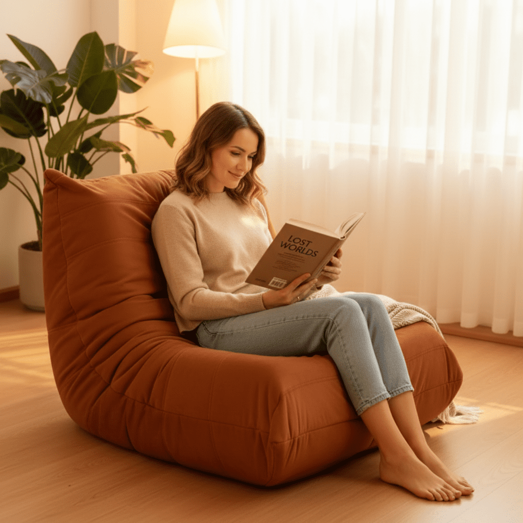 MOONMISS Armless Bean Bag Chairs for Adults,Memory Foam Bean Bag Chair for Living Room Bedroom Officeï¼ŒOrange