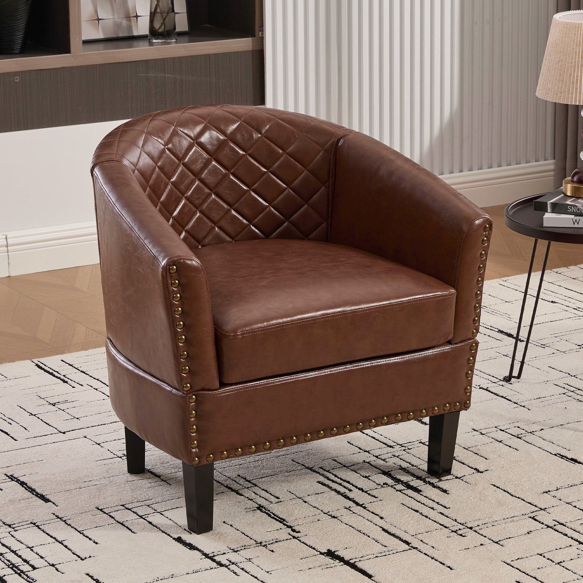 MOONMISS Barrel Chair Leather Accent Chair Club Armchairs Comfy chairs for Living Room, Bedroom,White