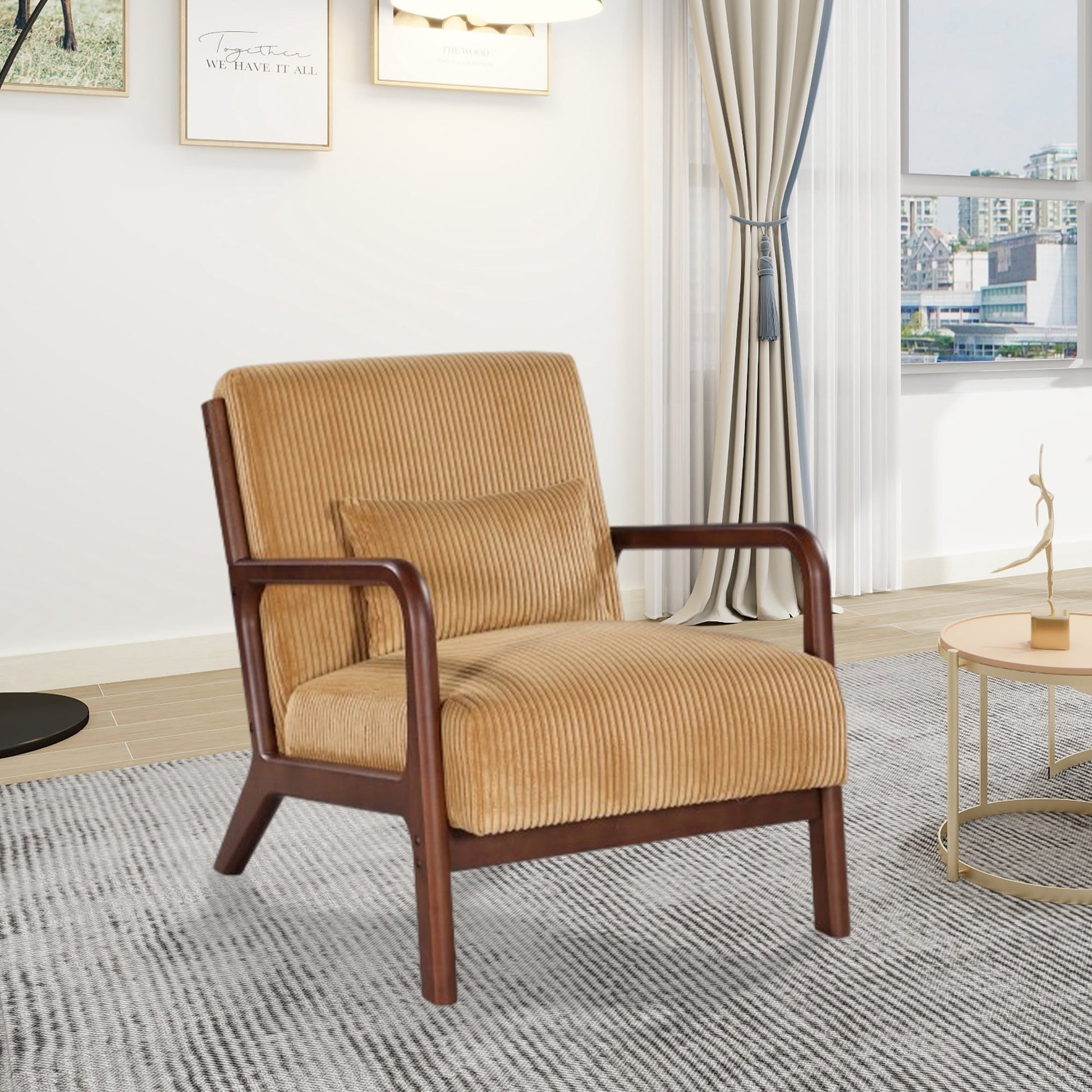 MOONMISS Mid Century Modern Accent Chair for Living Room Bedroom, Yellow