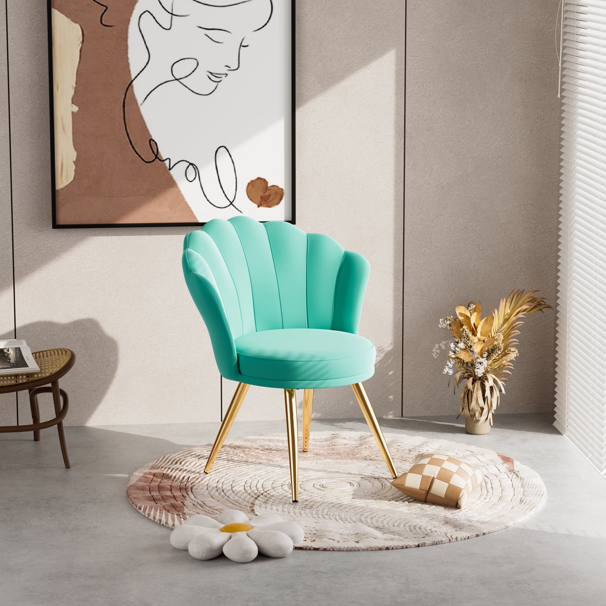 MOONMISS Velvet Modern Accent Chair with Gold Metal Legs, Upholstered Beauty Chair for Bedroom, Makeup Room