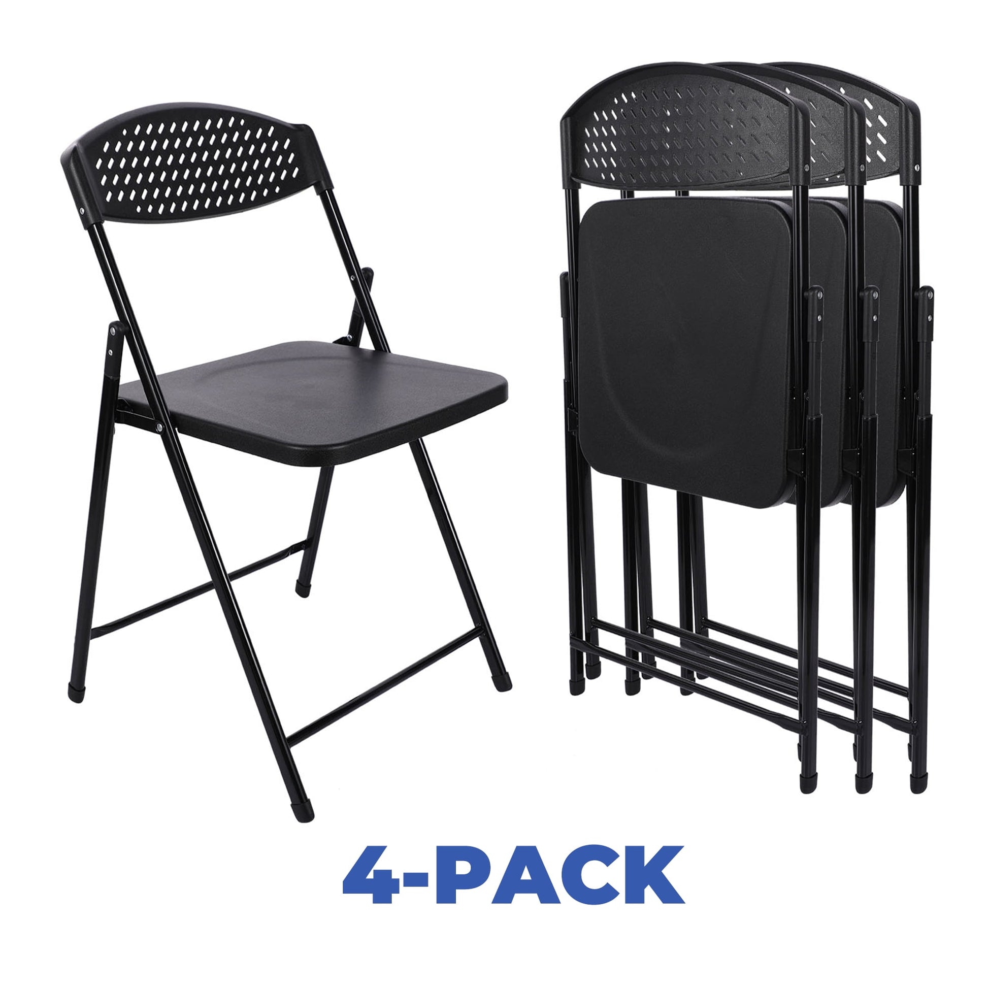 Mainstays Resin Light-Weight Folding Chairs, Black (Set of 4)